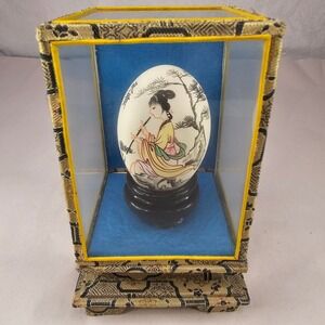 Asian Geisha Egg Art Display Case Eternal Love‎ Beauty Decor Statue